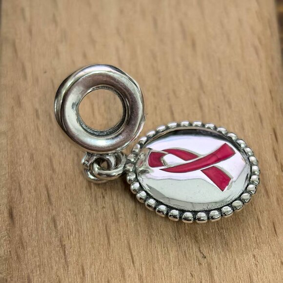 Pandora Pink Breast Cancer Survivor Oval Charm, S925 Silver Bracelets - Picture 3 of 4
